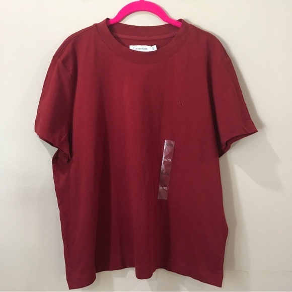 New Calvin Klein Women’s  100% Cotton Red  Classic Basic T-Shirts X Large - Picture 1 of 4
